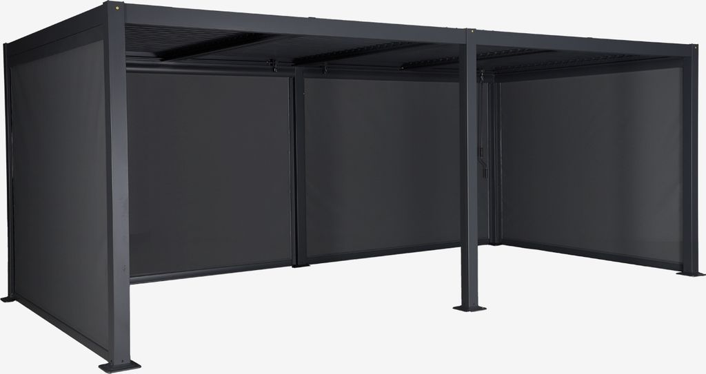 sweeek - Bioklimatische Pergola Palace mit Lamellendach 3x6m + 4 Markisen 3 m - Anthrazit