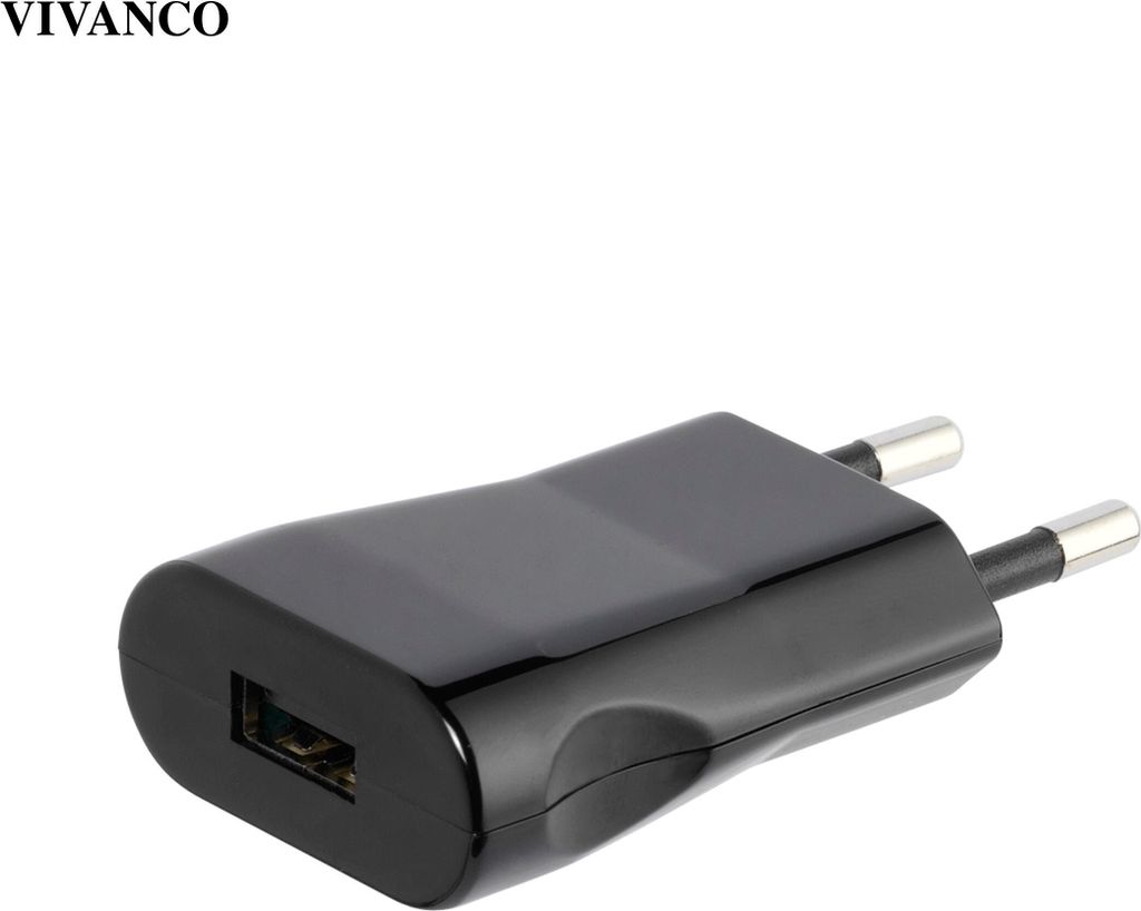 VIVanco ultimatives USB Ladegerät, kompatibel mit USB A Buchse Euro Stecker 100 240V super kompakt leicht 1000mA