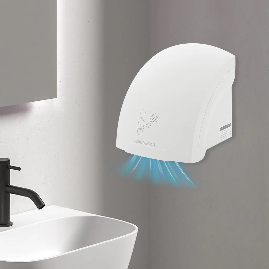 Sèche-mains électrique blanc compact 1200W pour sanitaires et bureaux - 3