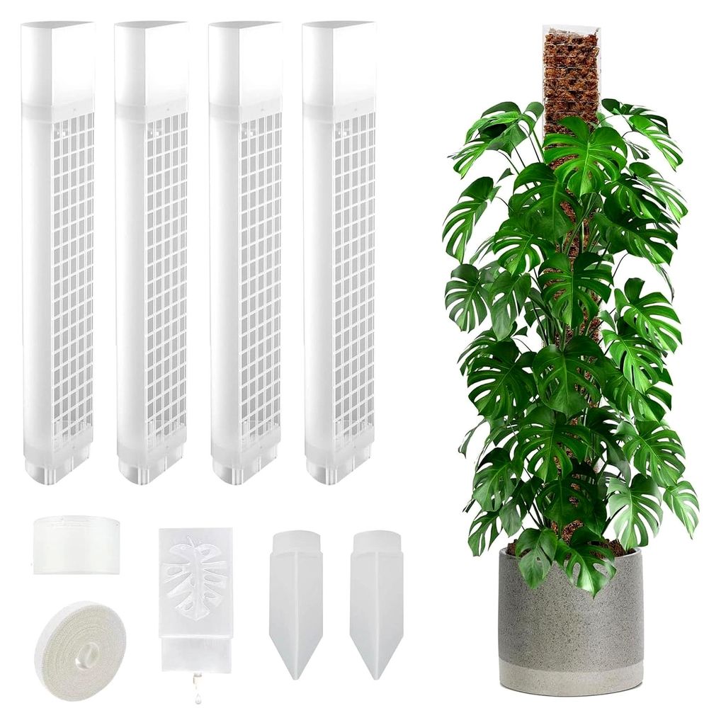 Moosstab für Monstera Rankhilfe und Pflanzen Gießhilfe, 103 cm Efeutute Pflanzenhalter, Pflanzstab aus Kunststoff für Kletterpflanzen, Pflanzenu...