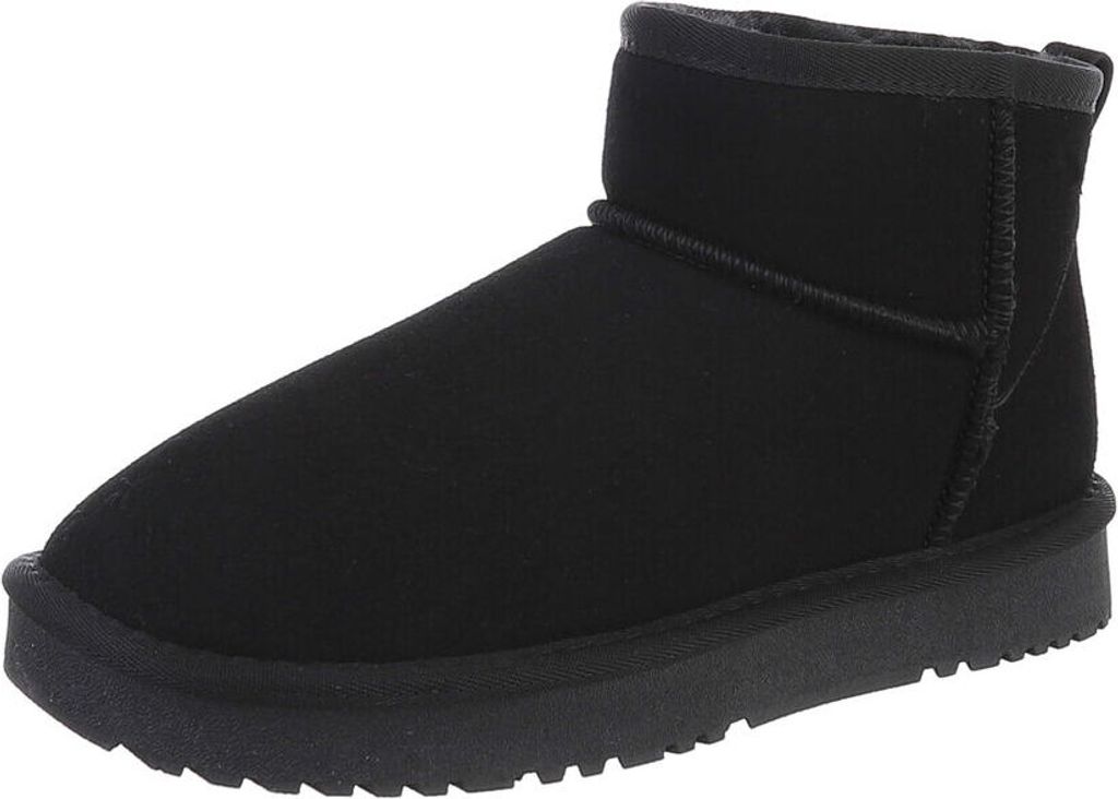 Ital-Design Damen Stiefeletten Flache Stiefeletten Warm gefüttert Wildlederoptik Snowboots 87283927 Schwarz Gr. 37