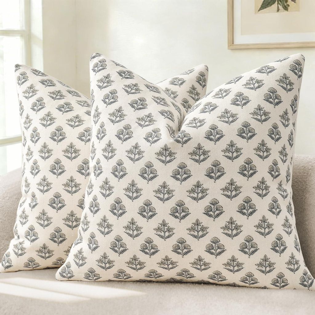2er-Set Kissenbezüge, 45 x 45 cm, botanisches Vintage-Design, dekorative Kissen mit Blumenmotiv für Sofa, Sessel, Bett, Wohnzimmer, Wohnaccessoir...