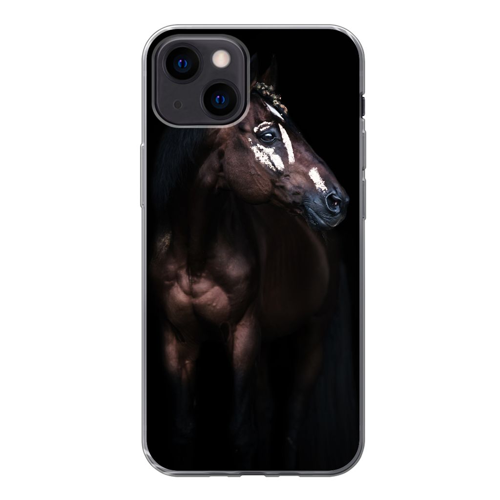 MuchoWow Handyhülle Schutzhülle Hülle für iPhone 13 mini Pferd - Flecken - Licht Silikon Softcase Handy Hülle - Softcase