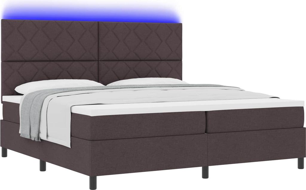 vidaXL Boxspringbett mit Matratze Dunkelbraun 200 x 200 cm Stoff
