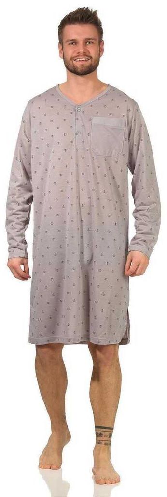 Herren Nachthemd langarm Sleepshirt; Grau M Produktbild 
