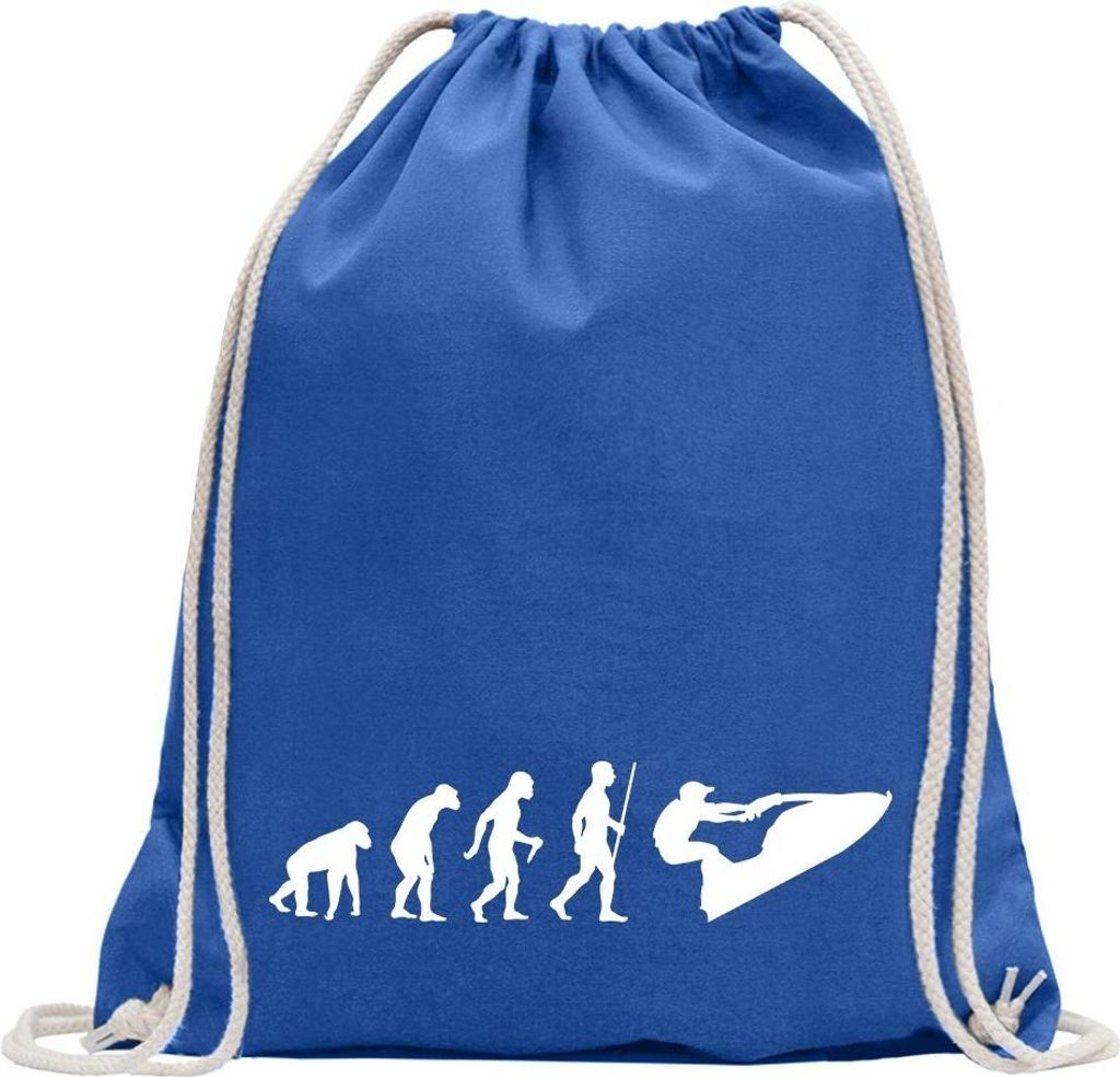 Kiwistar - Turnbeutel - royal - Jet-Ski Jetboot Evolution - Fun Rucksack Sport Beutel Gymsack Baumwolle mit Ziehgurt