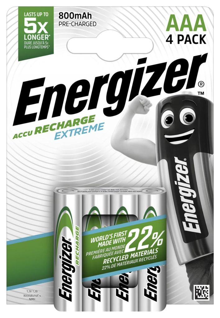 Energizer Accu Recharge Extreme 800 AAA BP4, Bateria do Zdjęcie produktu 