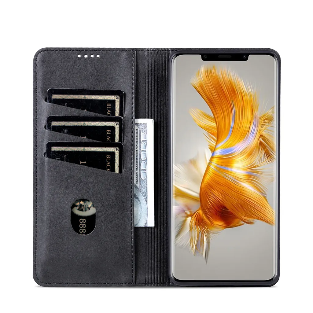 Custodia Libro Huawei Mate 50 Pro Nera con Calamita e Porta Carte - 6