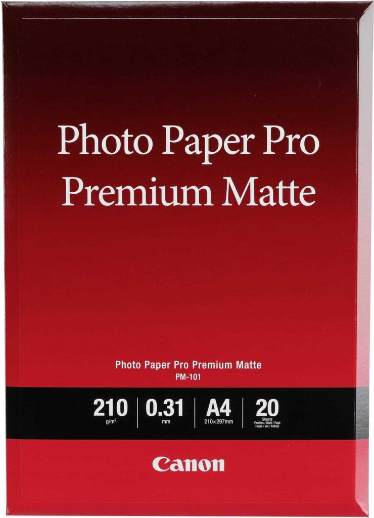 Canon Pro Premium PM-101 - Glattes mattes Fotopapier - 310 Mikron A4 (210 x 297 mm) - 210 g/m2 - 20 Blatt - für PIXMA PRO-1, PRO-10, PRO-100