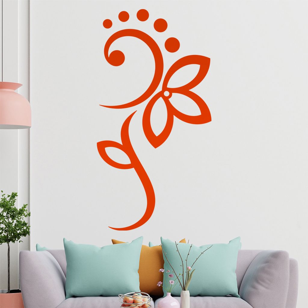 Blume - Linien Punkte Wandtattoo in 6 Größen - Wandaufkleber Wall Sticker - Dekoration, Küche, Wohnzimmer, Schlafzimmer, Badezimmer