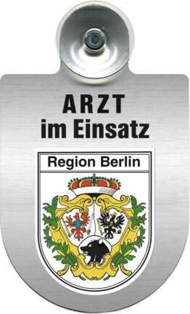 Einsatzschild Windschutzscheibe incl. Saugnapf - Arzt im Einsatz - 309352 - incl. Regionen nach Wahl Color - Region Berlin