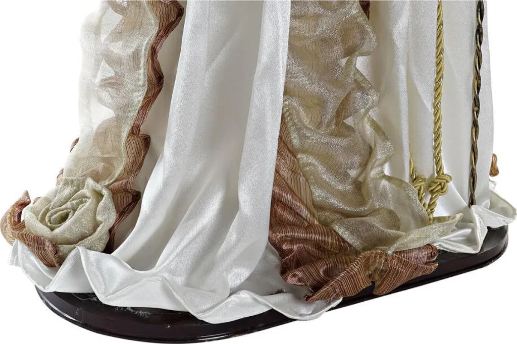 Statue Père Noël Géante Décorative Blanche et Dorée 90 cm pour le Salon