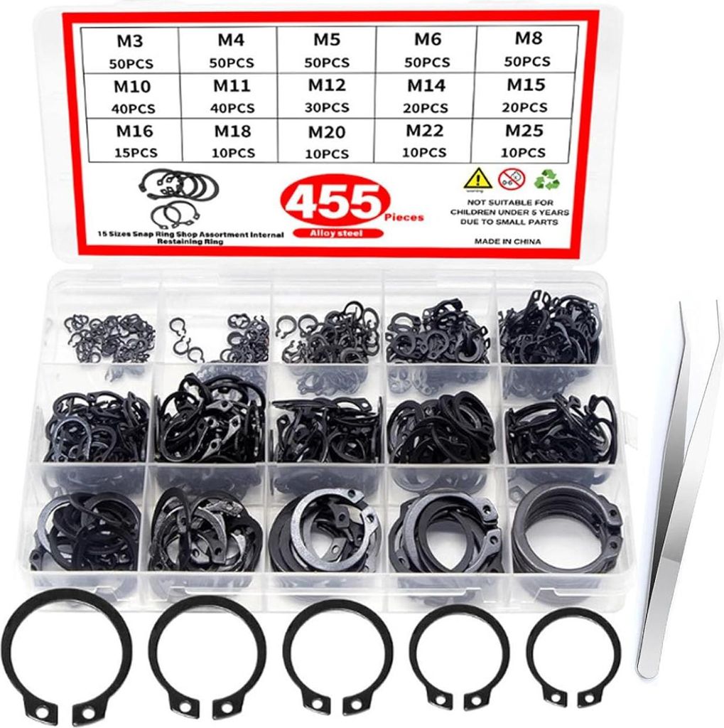 455er Sicherungsring Set 15 Gr??en Edelstahl 304 Fš¹r Wellen Achsen