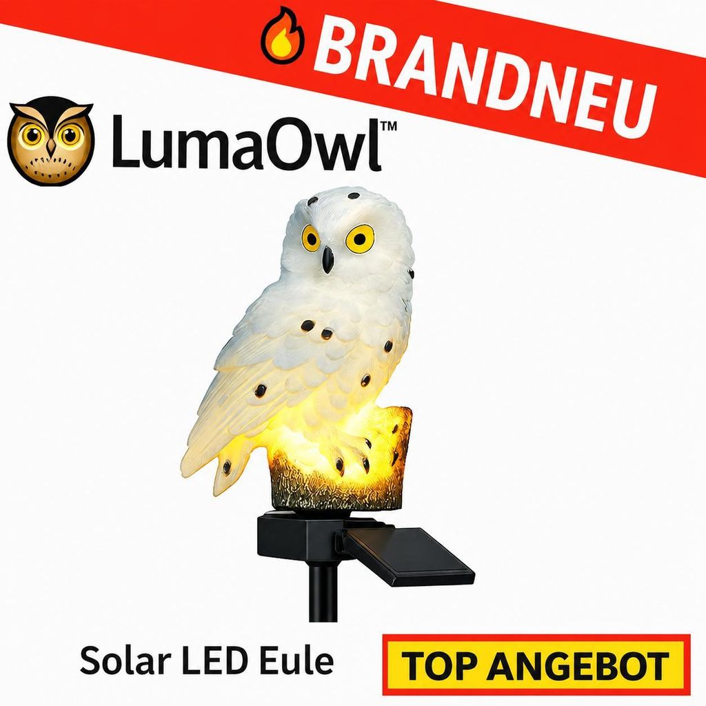 LumaOwl Solar LED Eule Gartenlampe Deko Außen Beleuchtung wetterfest: Weiß