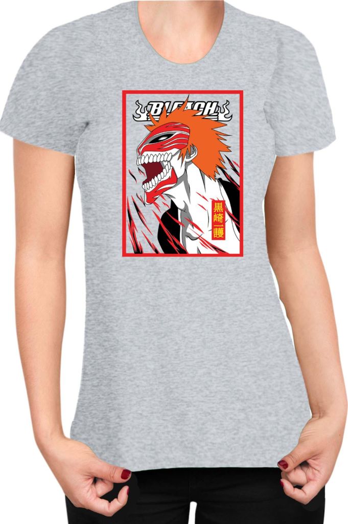 Damen T-Shirt Manga Japan Anime Comics Animation Bleach 002, Lady XL / Grau