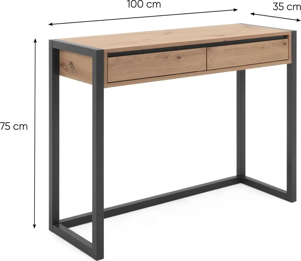 Table d'appoint Console Denver Artisan Oak et Anthracite Style Industriel - 15