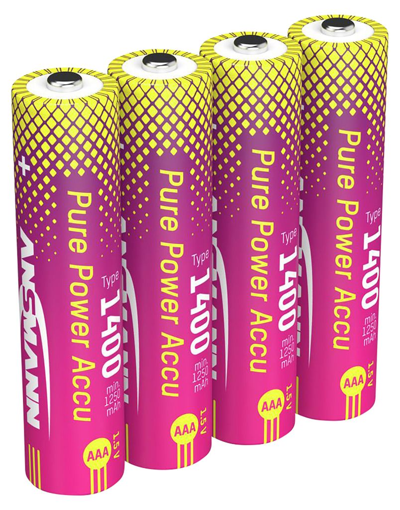 ANSMANN Li-Ion Akkus, Micro AAA, Typ 1400 (min. 1250 mAh), 4 Stück