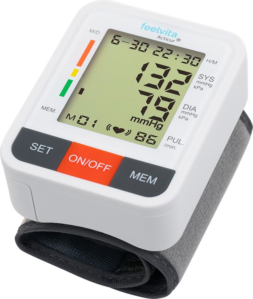 Genius Feelvita Acticur Handgelenk Blutdruckmessgerät 2 tlg, es Digital Messgerät Bluthochdruck Zuhause, Display, Herzschlagmessung