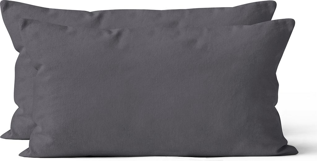 2 er Set Mikrofaser UNI Kissenhüllen Kissenbezüge Kopfkissenbezug 40x80 cm, Anthrazit