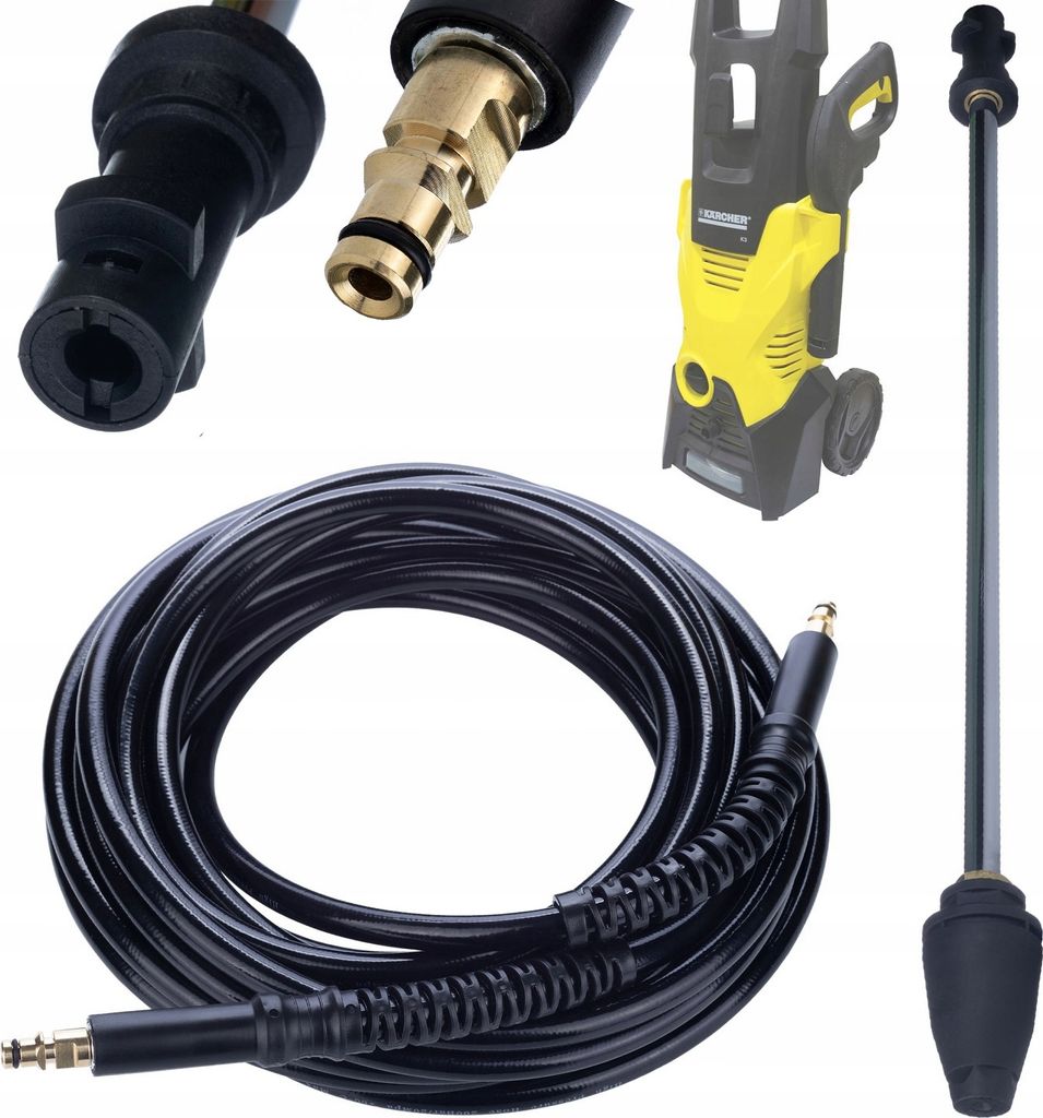 Rosfix 10m Click-Click Hochdruckschlauch für Kärcher K2 K3 K4 K5 K6 K7 Hochdruckreiniger + Lanzen-Rotationsdüse Metall-Turbodüse für Kärcher ...