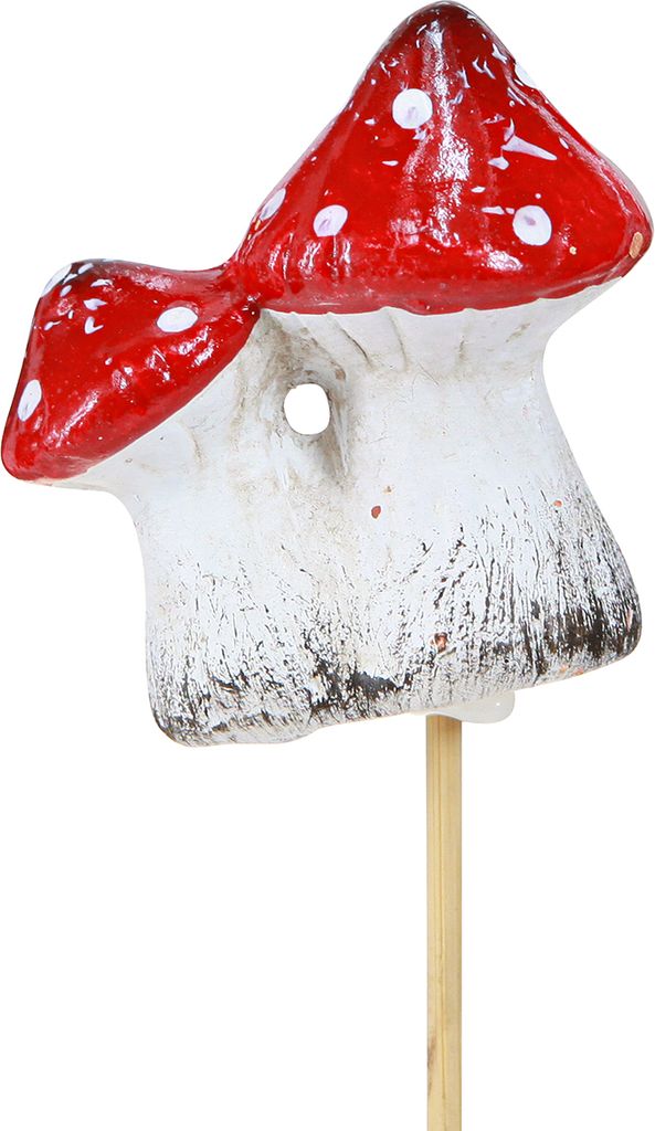 Deko Pilze Keramik Blumenstecker Fliegenpilze 6er Set 6cm für Herbstdeko, 6 Stück