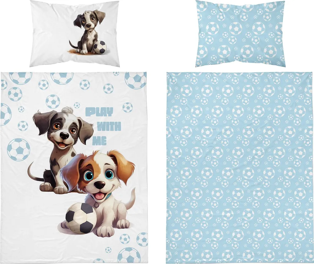 Parure de lit bébé 90x120 Chiens - Housse de couette coton naturel - 2