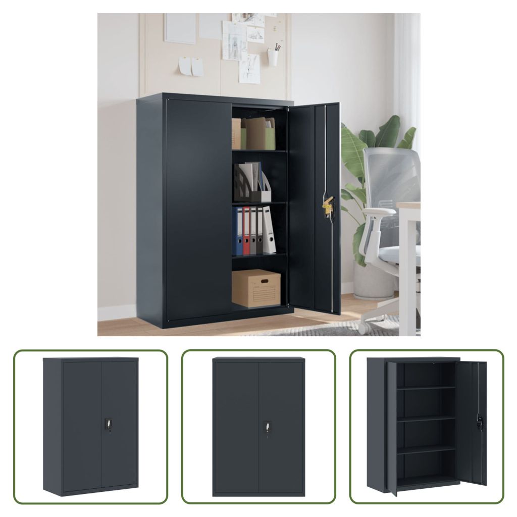 The Living Store Aktenschrank Anthrazit 90x40x140 cm Stahl