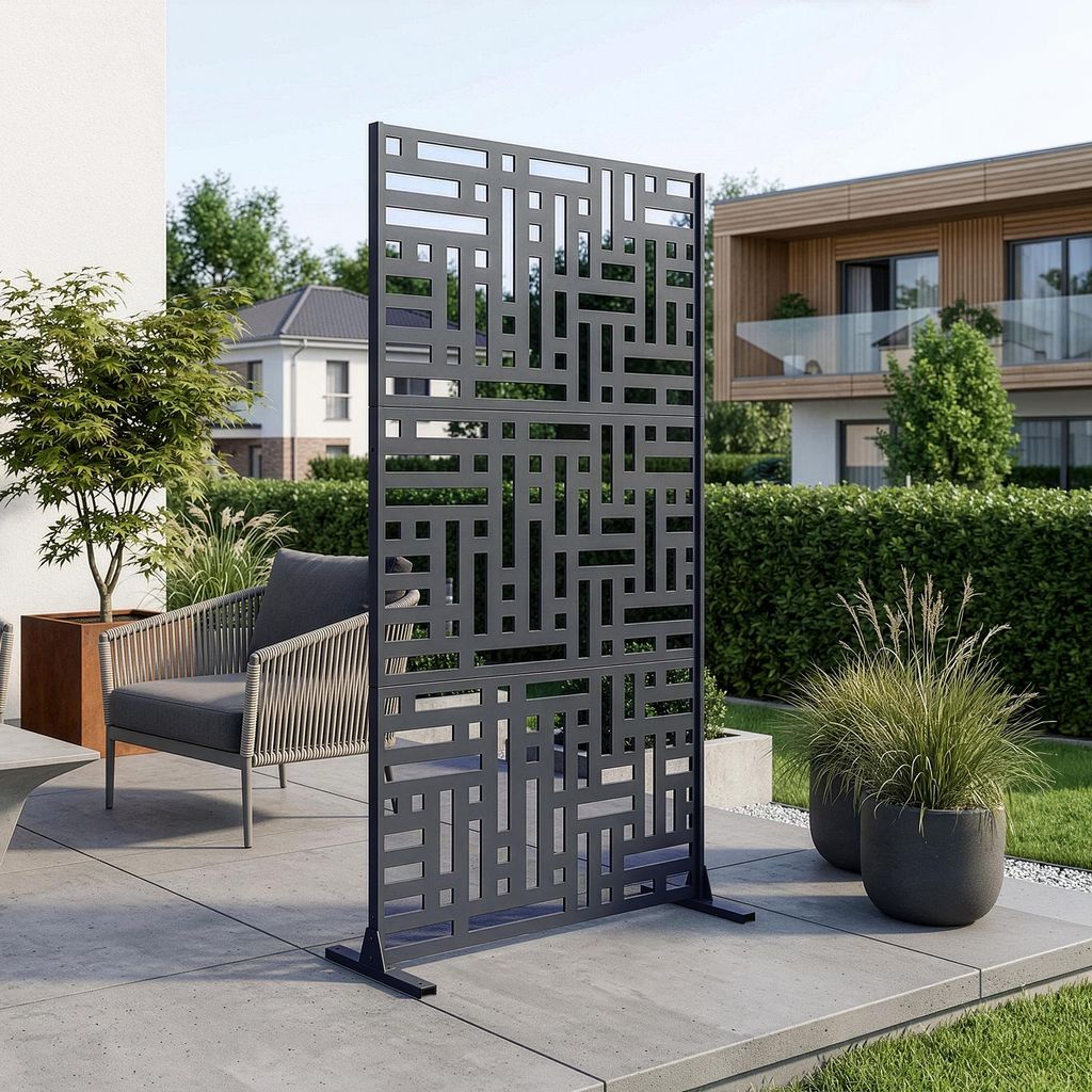 Parete divisoria «Bernalda» 180 x 90 cm in acciaio grigio Immagine del prodotto 