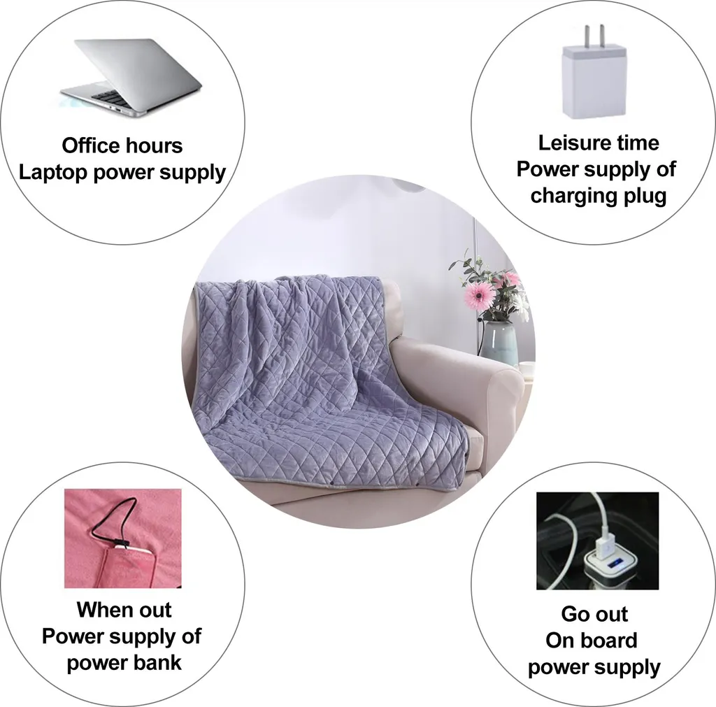 Couverture électrique USB nomade multi-niveaux et fonction Timer