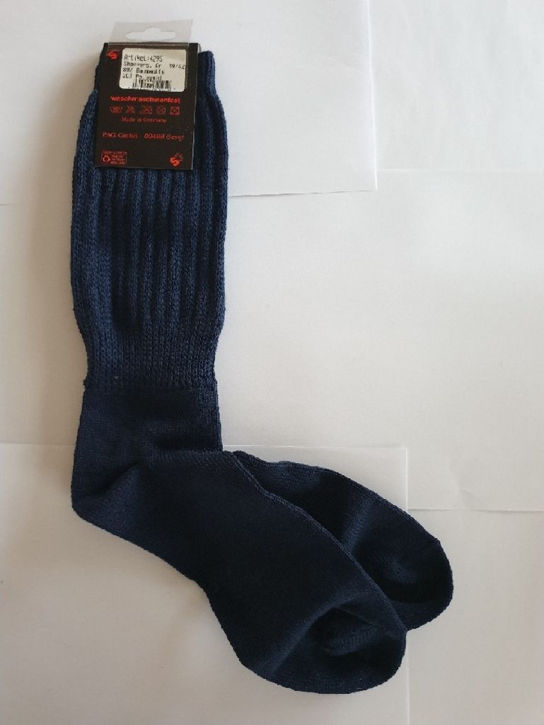 G4295-39-42 dunkel-blau Damen Herren Stulpen mit Fuß Strick Strümpfe Gr.39-42