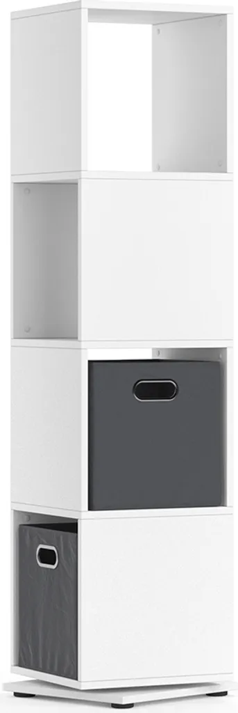 Bibliothèque Rotative de Bureau Blanche Vicco 35x144 cm avec 2 Paniers