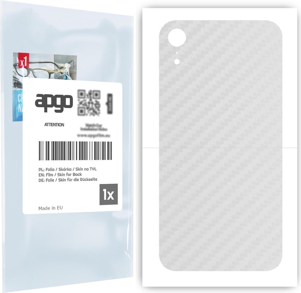 apgo Rückseite Schutzfolie für Apple iPhone XR - Hinten Schutzfolie Carbon Transparent (durchsichtig), Rückseite Folie schützt vor Kratzern un...