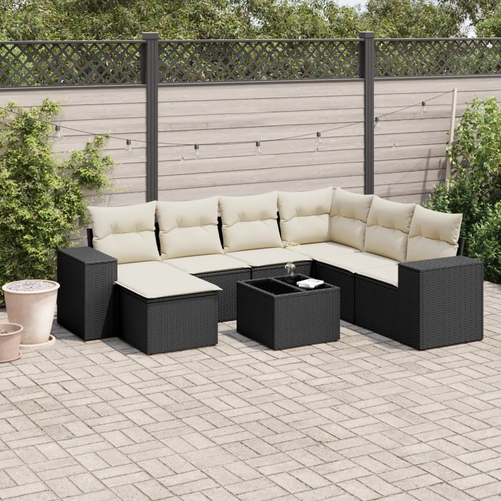 Maison Exclusive - 8-tlg. Garten-Sofagarnitur mit Kissen Schwarz Poly Rattan