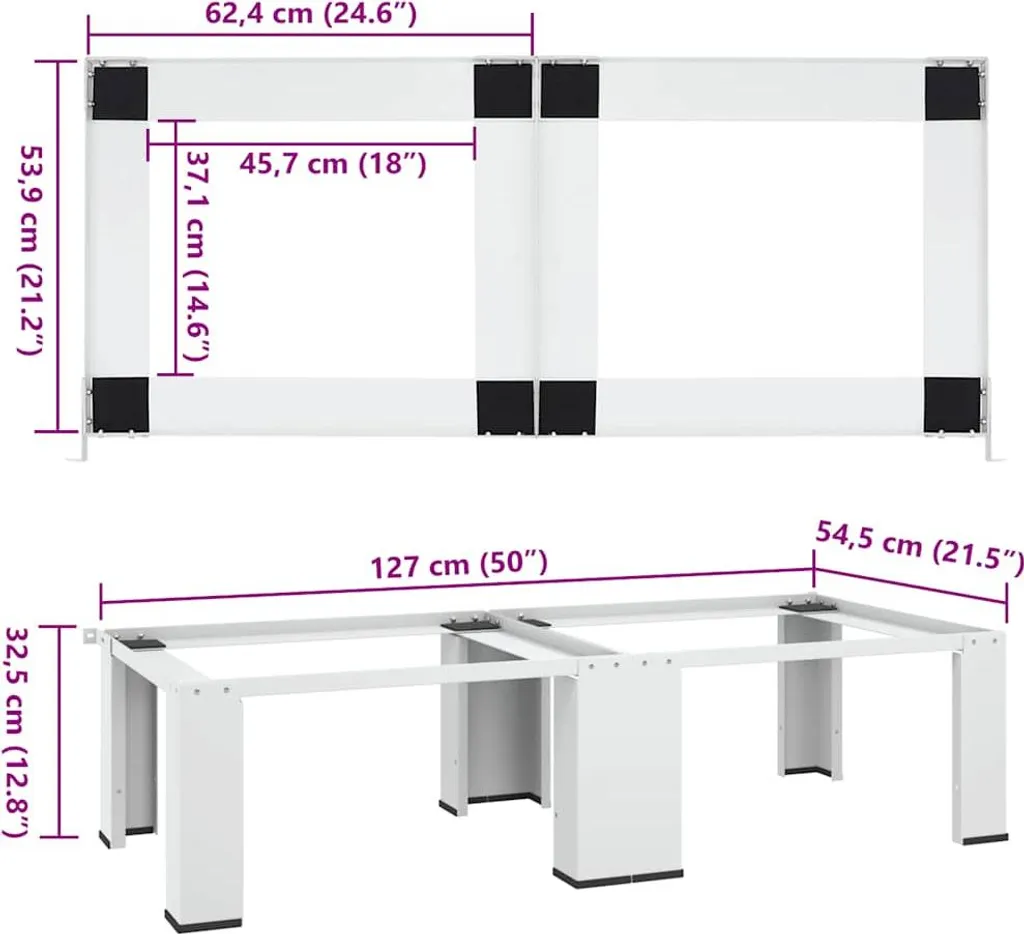 Support double machine à laver et sèche-linge - Rehausseur blanc 120cm