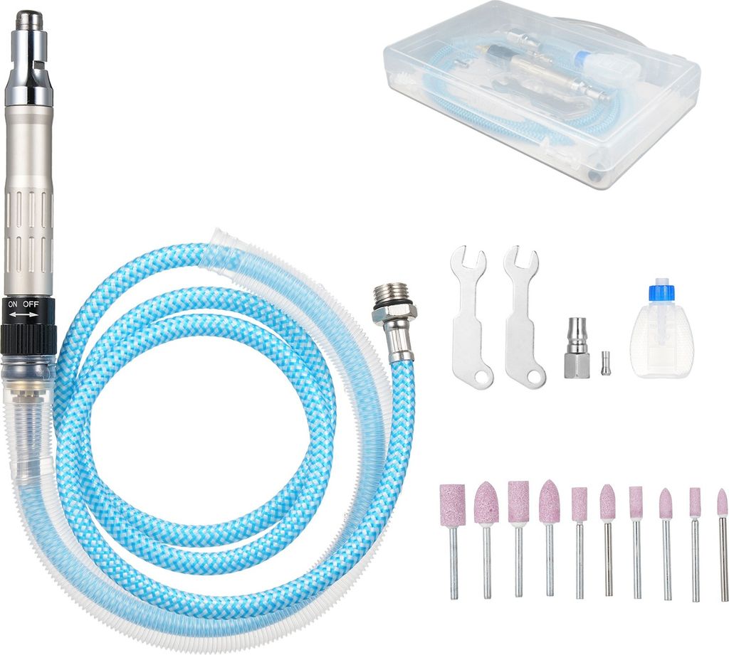 Druckluft-Schleifmaschine mit Luftschlauch 2 Spannzangen 1/4 Zoll pneumatischer Drehstift stufenlose Geschwindigkeit handgeführte Druckluft-Schlei...