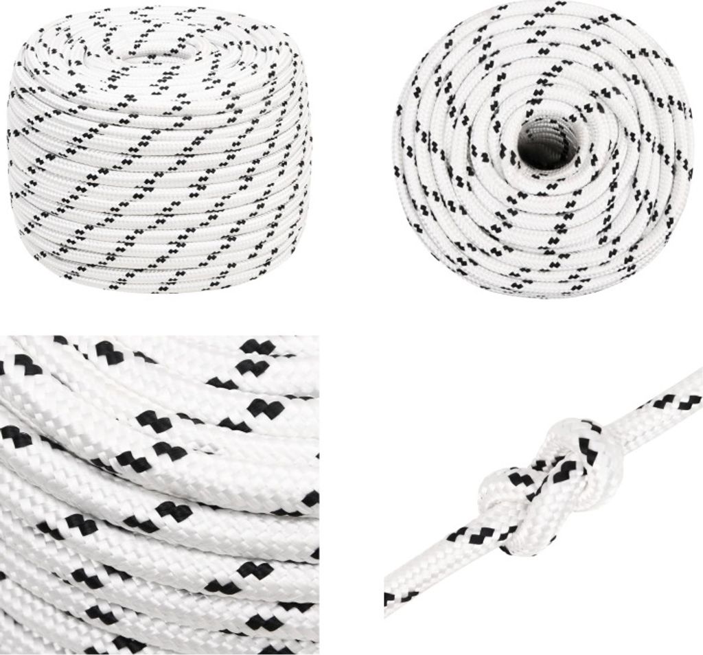 vidaXL Lodní lano opletené bílé 12 mmx25 m Polyester - Obrázek produktu 