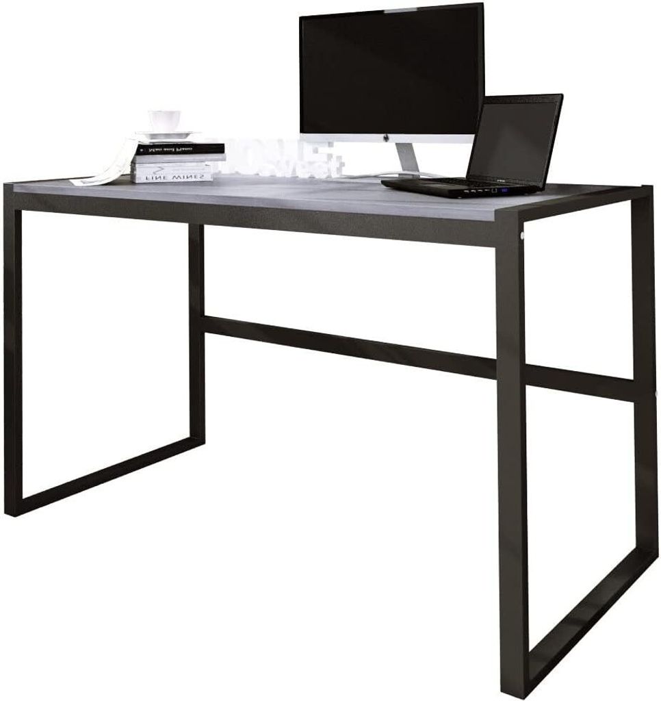 DESIGN MÖBEL Eleganter Schreibtisch BUENO – Gaming Schreibtisch im Industriestil – Ergonomischer Bürotisch (Beton)