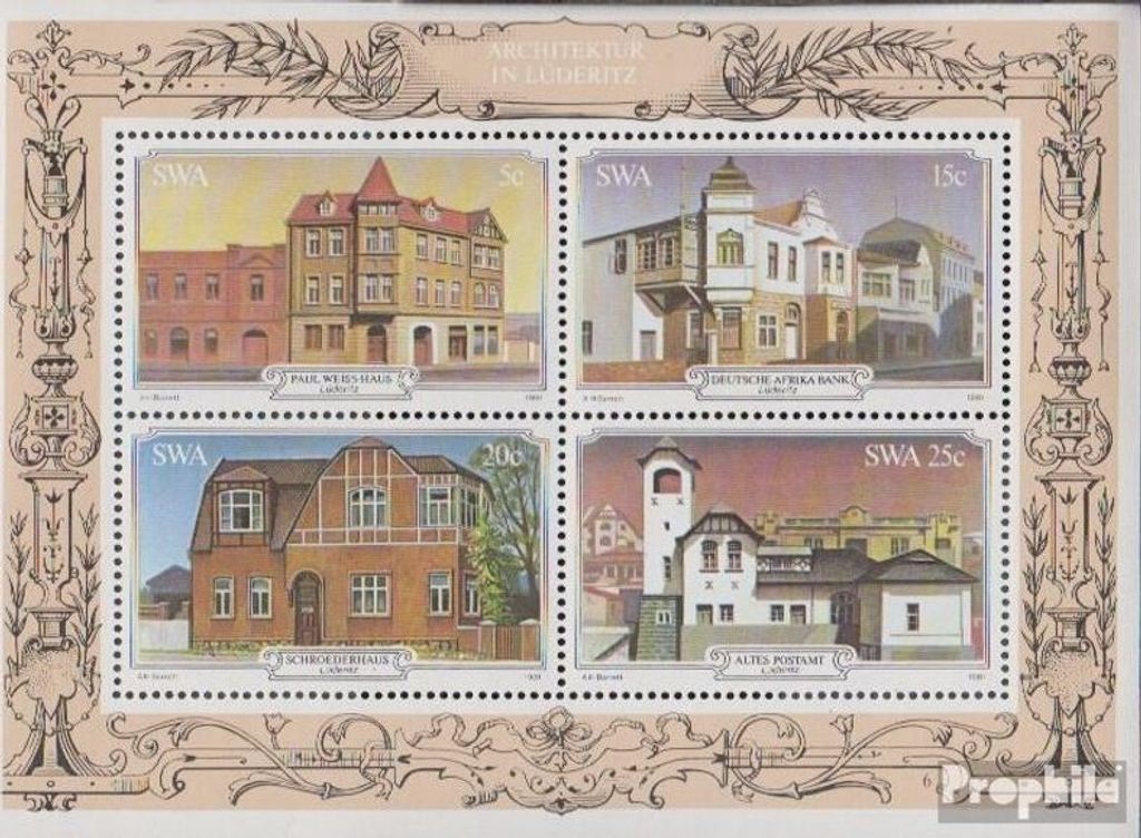 Briefmarken Namibia - Südwestafrika 1981 Mi Block6 (kompl.Ausg.) postfrisch Historische Bauten