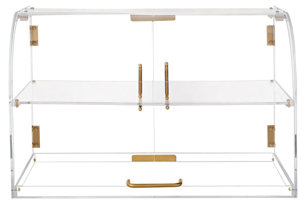 Bakery Display Case, 2-Tier Commercial Countertop Pastry Display Case, Clear Acrylic Bread Box for Kitchen, Party Cake Cabinet with Magnetic Rear D...