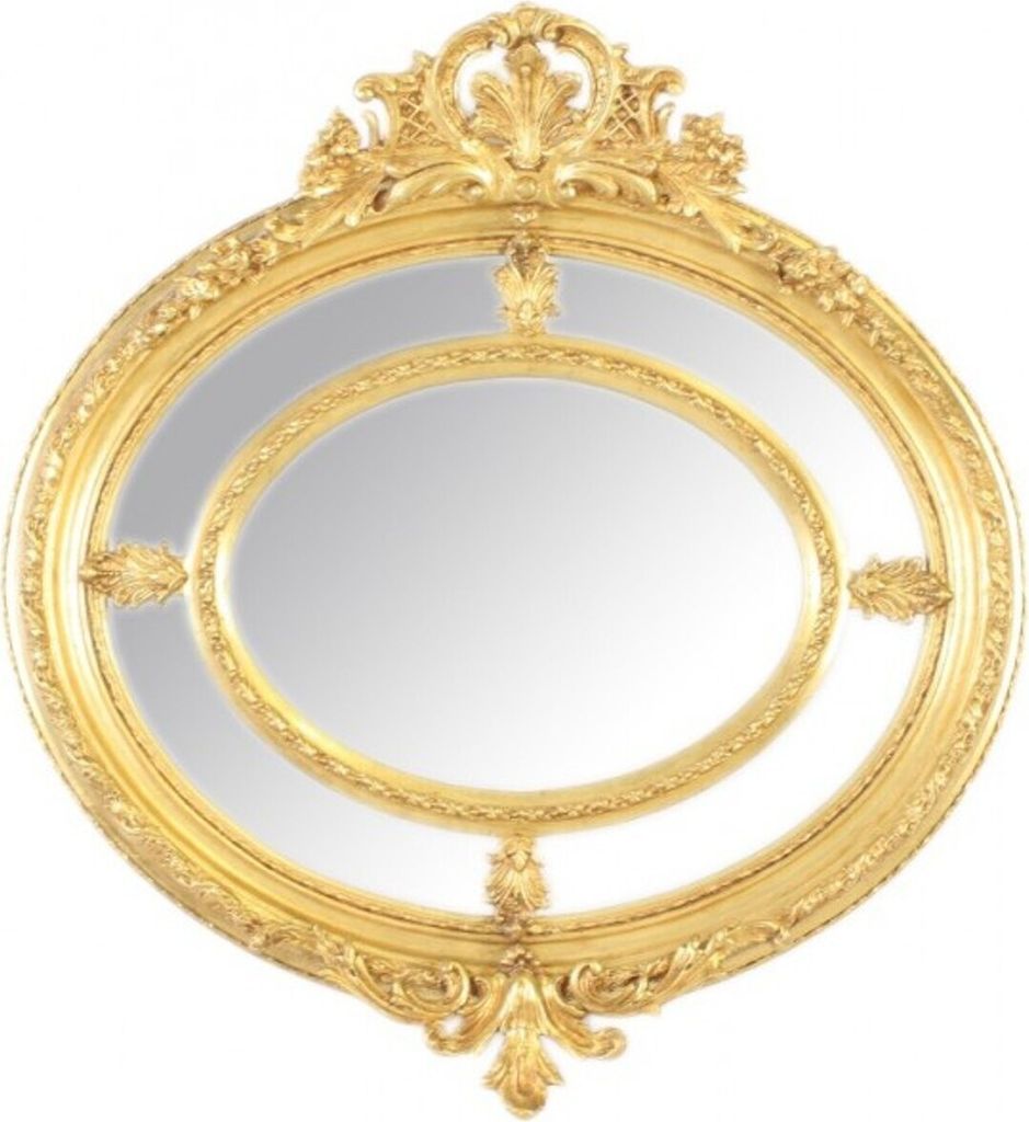 Casa Padrino Barock Wandspiegel Rund Gold 130 x 130 cm - Edel & Prunkvoll - Goldener Spiegel