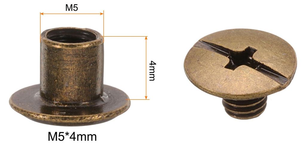 50 Sets Chicago Binding Schrauben Nieten M5 x 4mm, Metall Buchschrauben mit Phillips Kopf fš¹r DIY Leder Gš¹rtel Tasche Handwerk Buchbindung De...