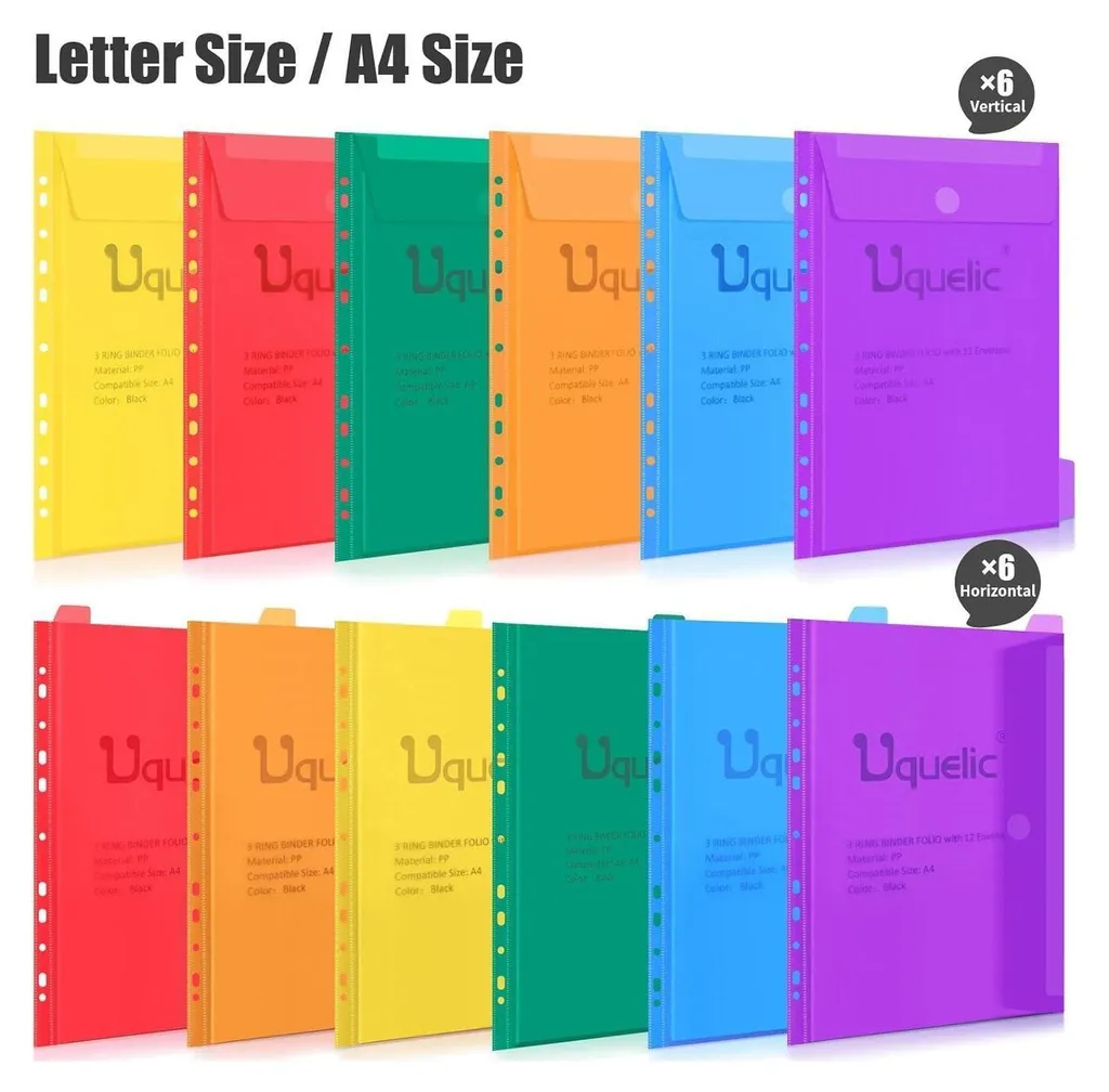 Organiseur de dossiers A4 noir avec porte-documents à 12 compartiments - 7