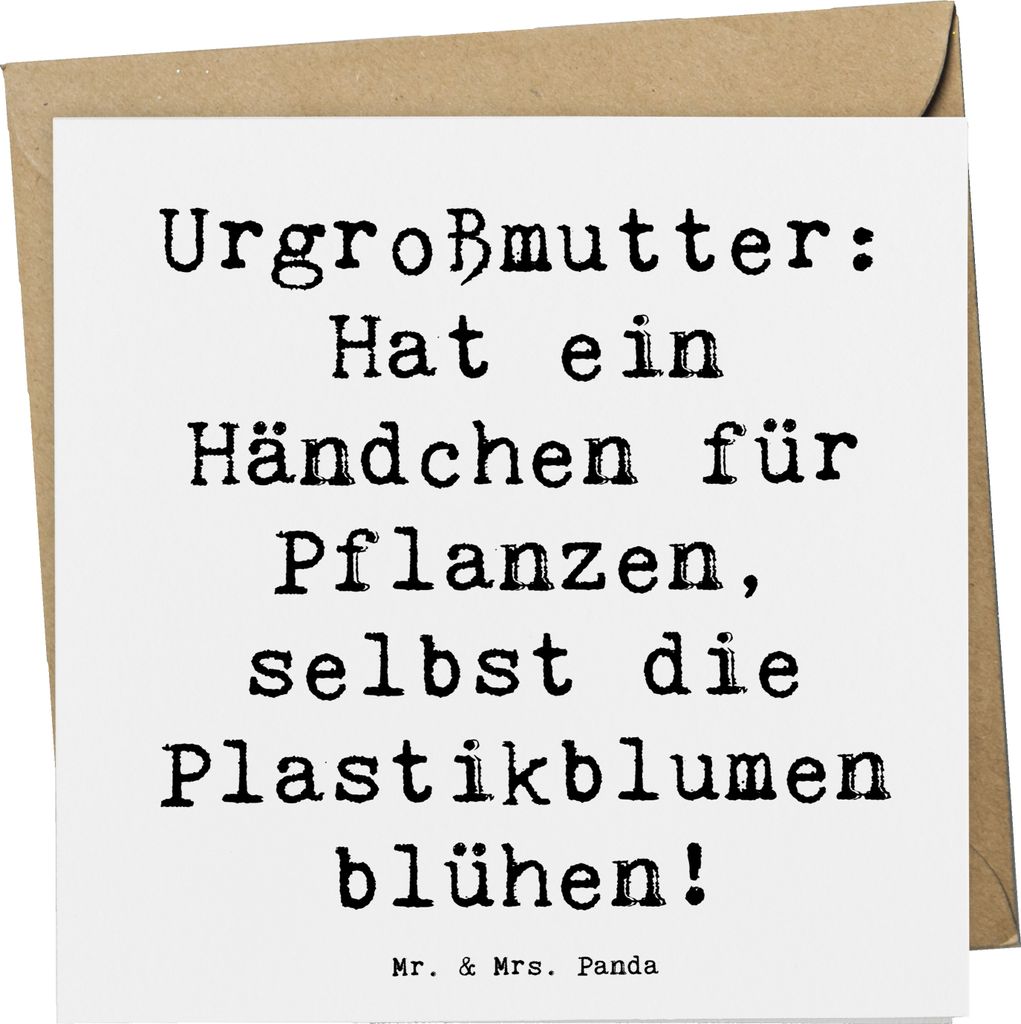 Mr. & Mrs. Panda Glückwunschkarte Spruch Urgroßmutter Wundergrün - Weiß - Geschenk, Geburtstage, anlasskarte, Ahnen, doppelkarte, Erinnerungen,...