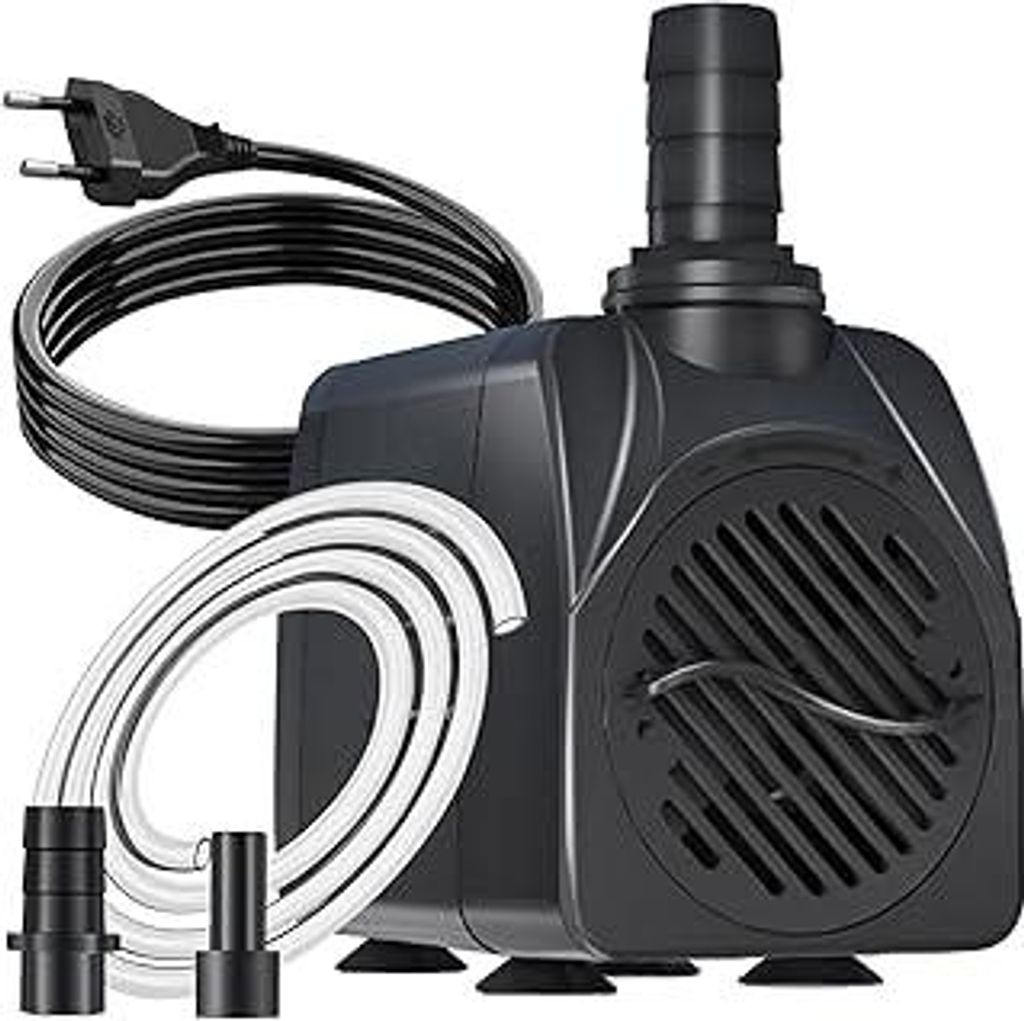 Springbrunnenpumpe 10W 600L/H Schutz vor überhitzung Funktion Ultra Leise Teichpumpe Wasserpumpen Mit 1.5m Kabel für Brunnen, Hydroponik-Systeme....