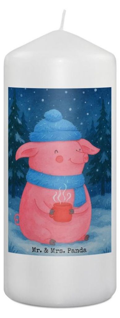 Mr. & Mrs. Panda Kerze Schweinchen Glühwein Design 19 x 8 cm - Weiß - Geschenk, Erinnerungskerze, Spruch, Weihnachtsmarkt, Betrunken, Stumpenkerz...