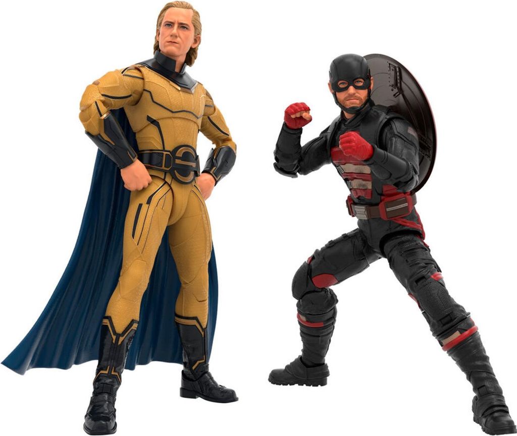 Two action figures, Sentry and John F. Walker, are posed against a white background.