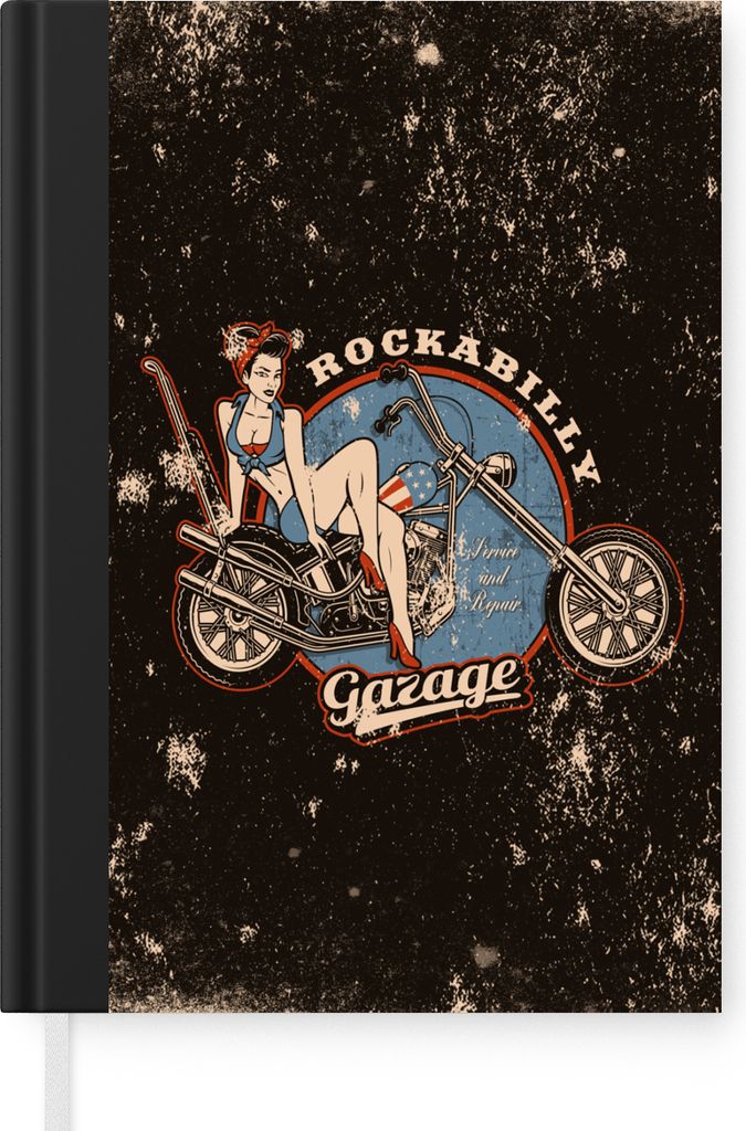 MuchoWow Notizbuch Tagebuch Haushaltsbuch Notebook A5 Mannshöhle - Frau - Retro - Notizblock - Notizheft - Notebook - Schreibblock - Papier