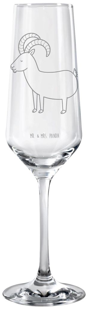 Mr. & Mrs. Panda Glas Sternzeichen Steinbock - Transparent - Geschenk, Geburtstag Januar, Sektflöte, Horoskop, Ziege, Steinböcke, Sektglas, Dezem...