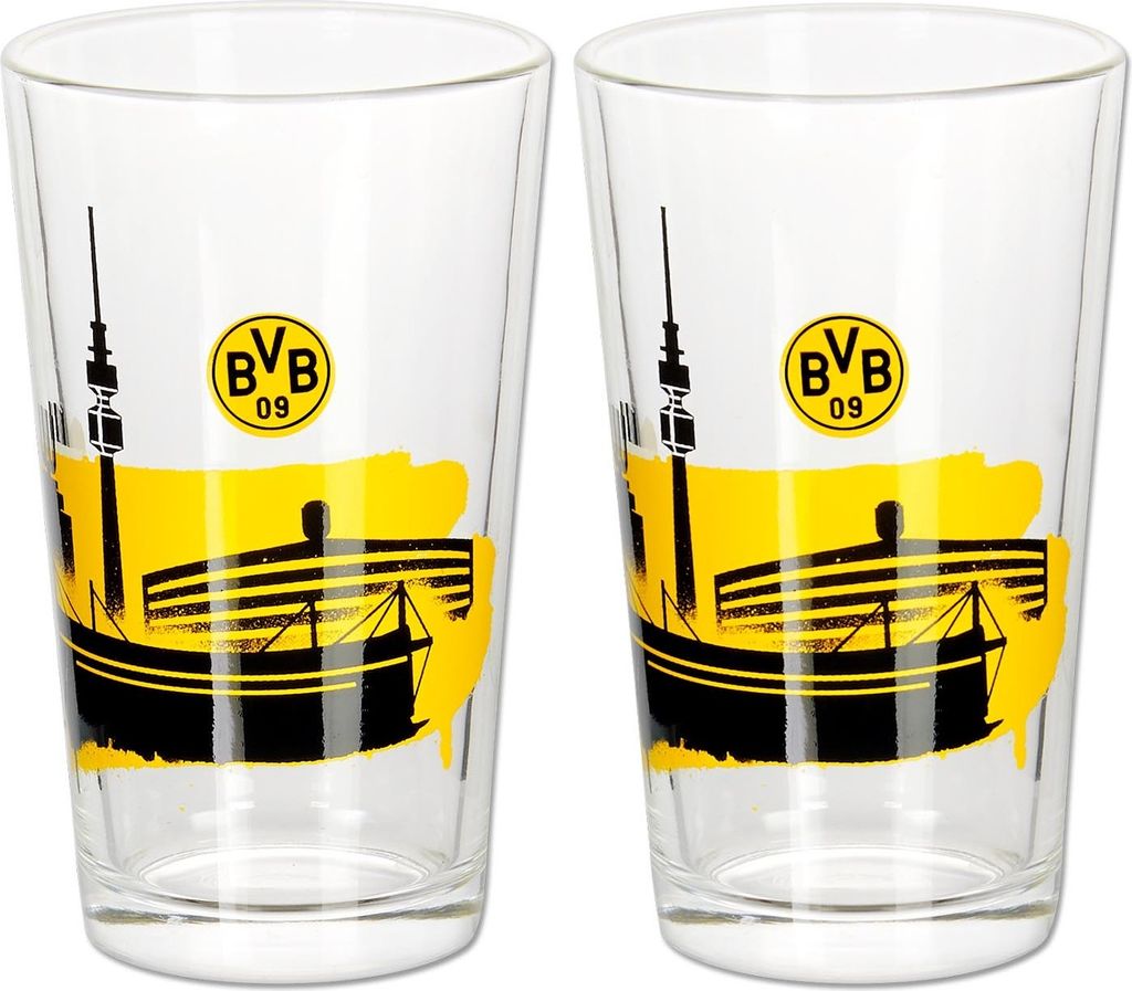 Borussia Dortmund BVB Wasserglas Skyline 2 Stück