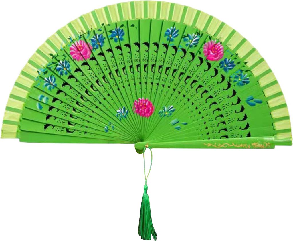 Klapperlüfter mit Quasten doppelseitig Blumenmuster Holzhöhle Ribs Laufstecken Tanzflügel Chun Requisiten Frauen Sommerhand -Fan -Fan -Partyzube...